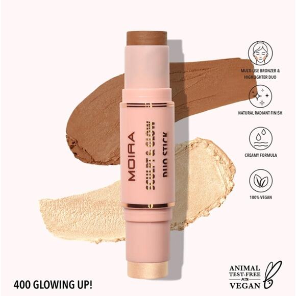 K-Care: Moira Sculpt And Glow Duo Stick #400 Glowing Up*Bronzer Highlighter - Picture 1 of 1